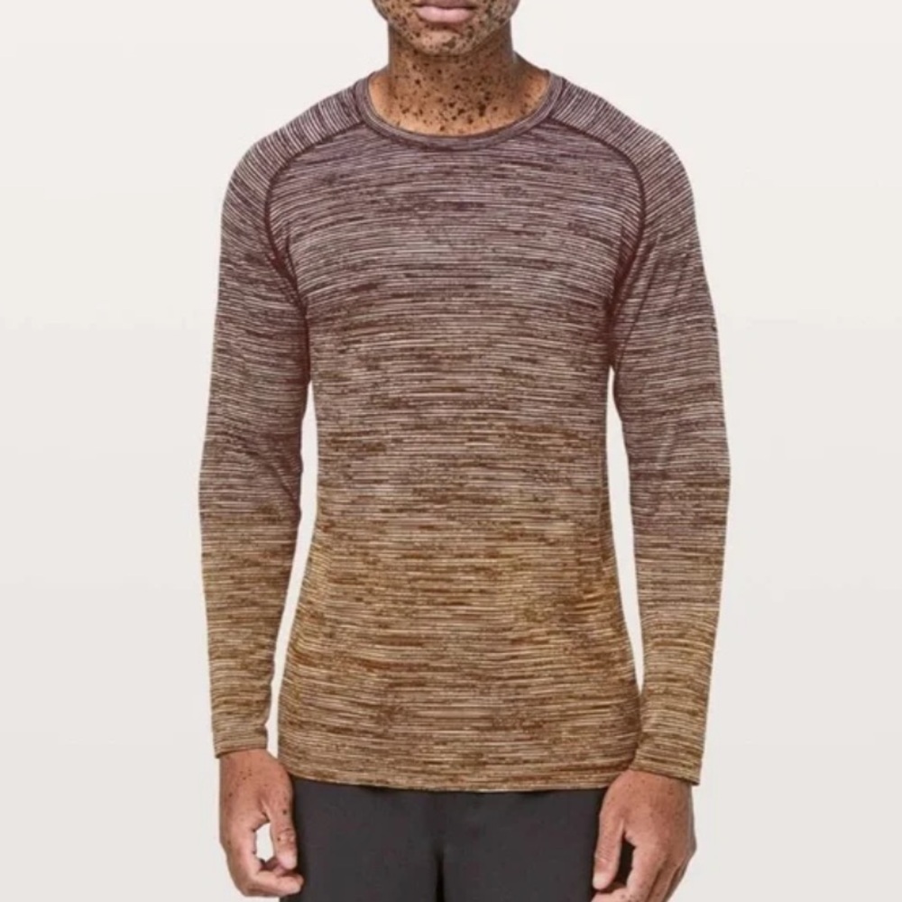 Lululemon Metal Vent Tech Long Sleeve Dark Adobe Fools Gold Black 27572